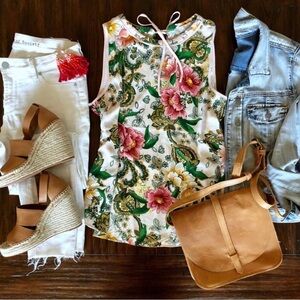 Loft Scoop Neck Tie Back Sleeveless Top